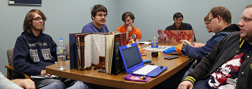 Dungeons & Dragons Club playing on campus.