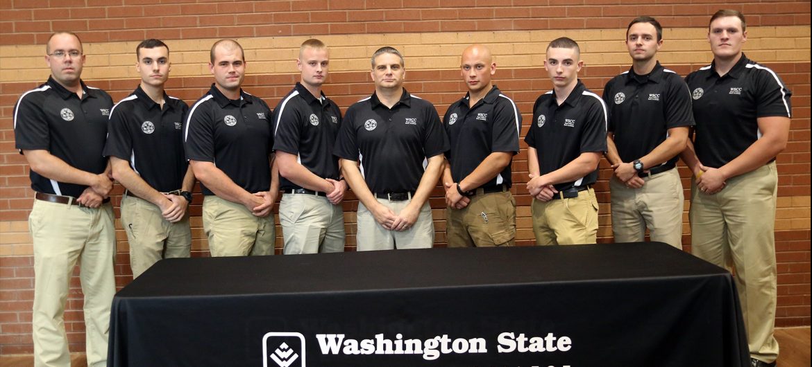 Washington State College of Ohio (WSCO) recently recognized graduates of its Peace Officer Basic Academy (POBA). Graduates-- left to right: Travis Skinner, Matthew Stillson, Zachery Kehl, Tanner Jackson, Jeffrey Young, Tim Skinner, Quinton Anderson, Tyler Norris, and Gunner Smith