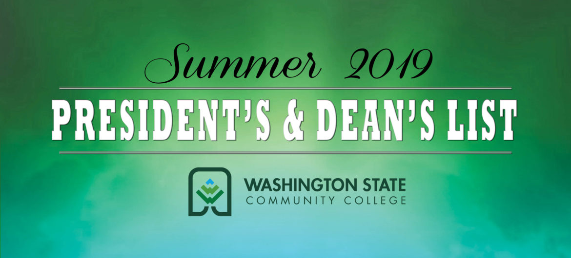 Washington State College of Ohio's President's and Dean's lists for the 2019 summer semester.
