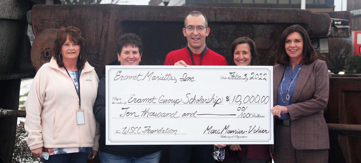 Eramet Marietta, Inc., recently established a new scholarship with the Washington State College of Ohio (WSCO) Foundation. With a $10,000 gift, the organization created The Eramet Group Foundation Scholarship as a way to honor past and future generations of the Eramet Group.